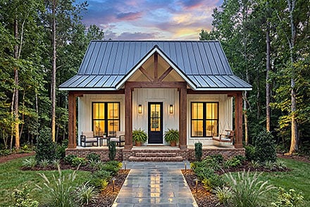 Cottage Country Farmhouse Southern Elevation of Plan 102402