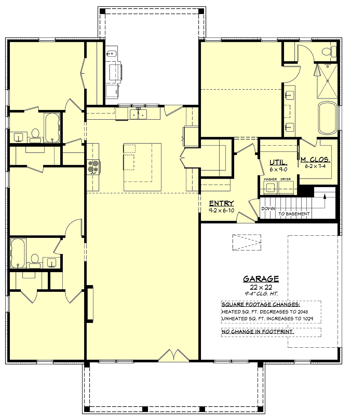 Country Craftsman Farmhouse Traditional Alternate Level One of Plan 102415