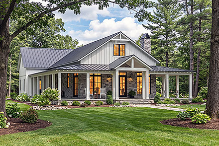 Barndominium Country Farmhouse Southern Elevation of Plan 102423