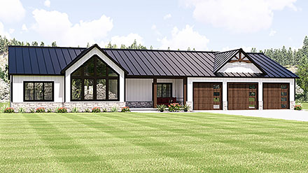Contemporary Country Craftsman Farmhouse New American Elevation of Plan 102501