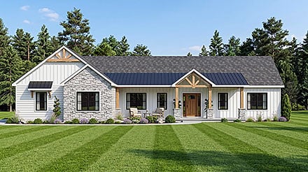 Country Craftsman Farmhouse New American Ranch Traditional Elevation of Plan 102514
