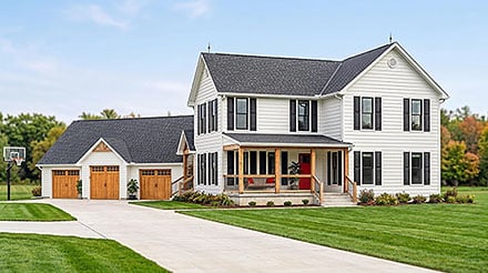 Colonial Country Farmhouse New American Traditional Elevation of Plan 102517