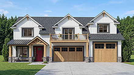 Country Craftsman New American Elevation of Plan 102518