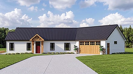Country Craftsman New American Ranch Elevation of Plan 102519