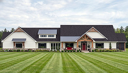 Contemporary Country Craftsman New American Traditional Elevation of Plan 102521