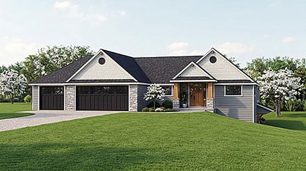 Country Craftsman New American Traditional Elevation of Plan 102523