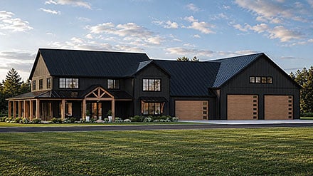 Contemporary Country Craftsman New American Traditional Elevation of Plan 102530