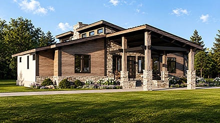 Coastal Country Craftsman Modern New American Elevation of Plan 102540