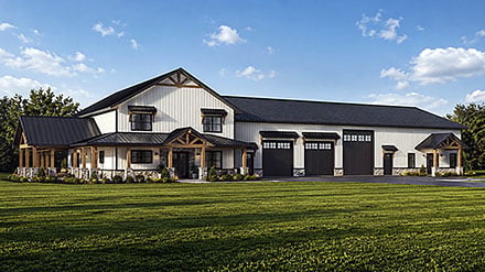 Barndominium Country Craftsman Farmhouse Elevation of Plan 102546