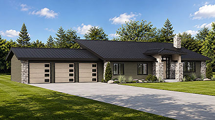 Contemporary Country Craftsman New American Ranch Elevation of Plan 102547