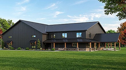 Barndominium Contemporary Country Craftsman New American Elevation of Plan 102550