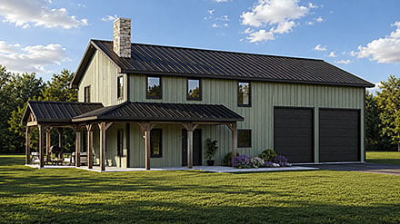 Barndominium Country Craftsman Farmhouse New American Elevation of Plan 102555