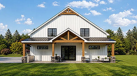 Barndominium Country Craftsman New American Elevation of Plan 102556