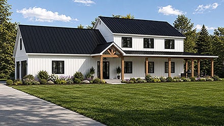 Barndominium Contemporary Country Craftsman Farmhouse New American Elevation of Plan 102560