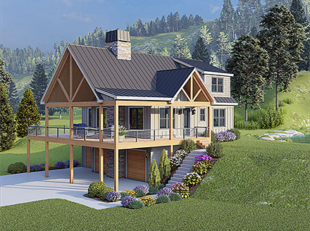 Contemporary Country Prairie Traditional Elevation of Plan 102601