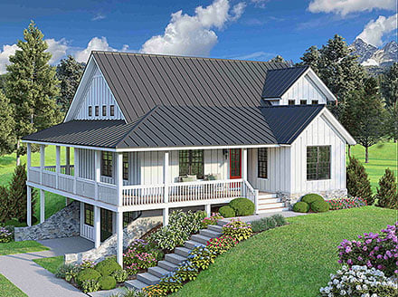Country Farmhouse Traditional Elevation of Plan 102602