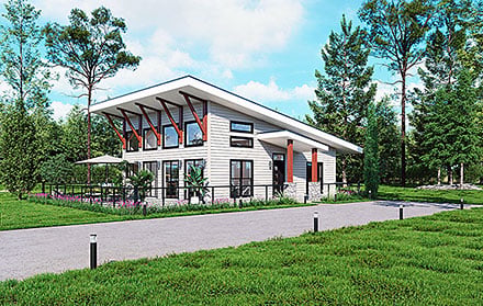 Contemporary Modern Elevation of Plan 102607