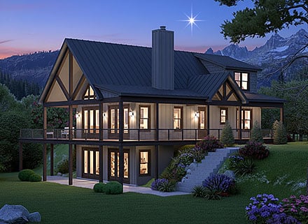 Contemporary Country Craftsman Elevation of Plan 102613
