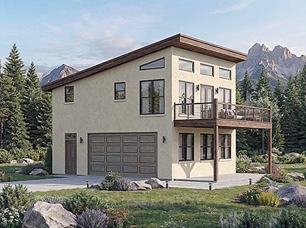 Contemporary Modern Southwest Elevation of Plan 102622