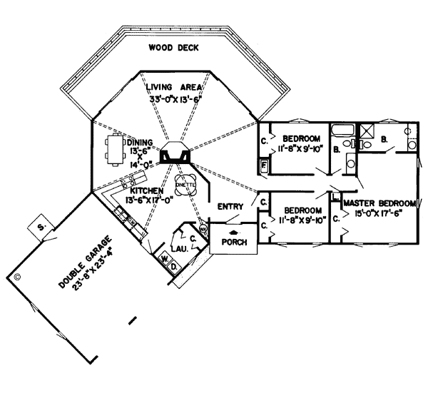 Contemporary One-Story Ranch Retro Level One of Plan 10274