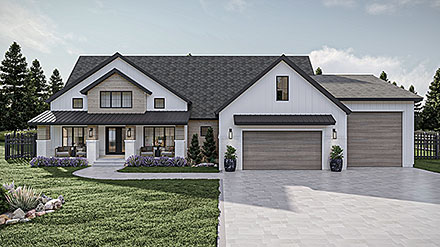 Contemporary Farmhouse New American Elevation of Plan 102809