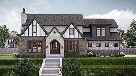 Cottage European Tudor Elevation of Plan 102817