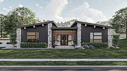 Contemporary Modern Ranch Elevation of Plan 102820