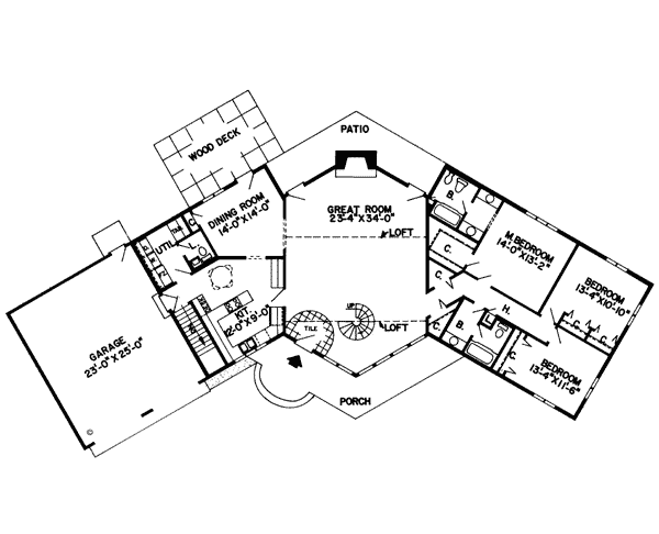 Contemporary One-Story Retro Level One of Plan 10380