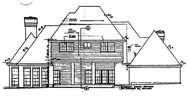 European Traditional Rear Elevation of Plan 10436