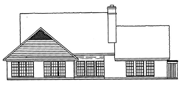 One-Story Traditional Rear Elevation of Plan 10443