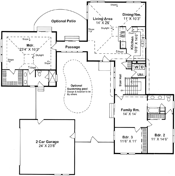 Contemporary One-Story Ranch Level One of Plan 10507