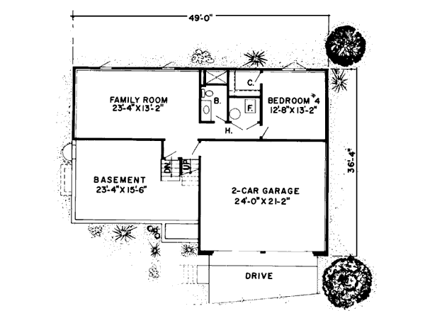 Contemporary Retro Lower Level of Plan 10524