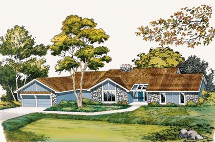 Contemporary One-Story Ranch Retro Traditional Elevation of Plan 10570