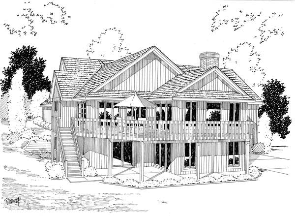 Contemporary Retro Rear Elevation of Plan 10583