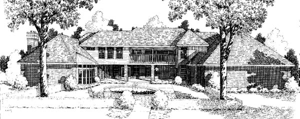 European Traditional Rear Elevation of Plan 10615