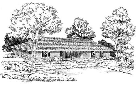 One-Story Ranch Retro Traditional Elevation of Plan 10656