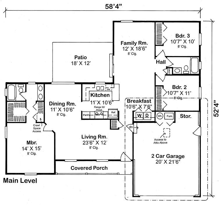 Country Ranch Traditional Level One of Plan 10674