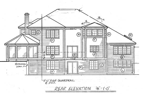 Traditional Rear Elevation of Plan 10686