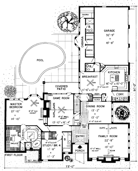 House Plan 10713 First Level Plan