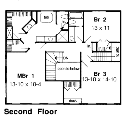 House Plan 10801 Second Level Plan