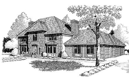Colonial European Traditional Elevation of Plan 10802