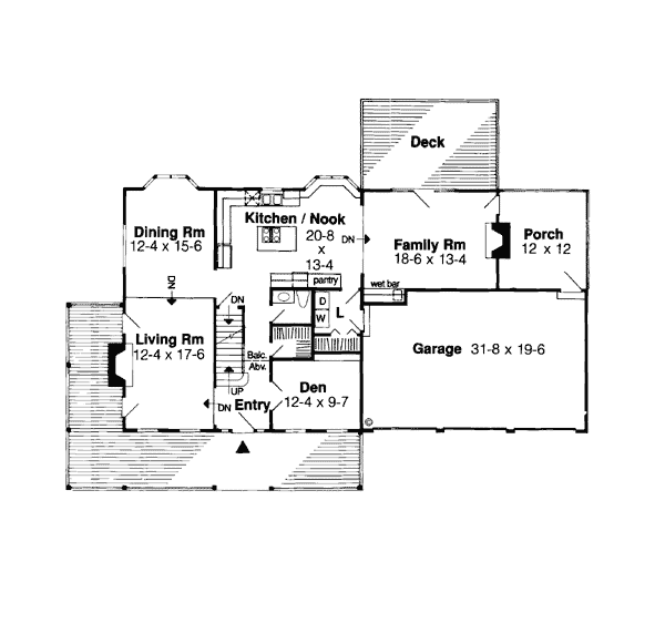 Country Farmhouse Level One of Plan 10805