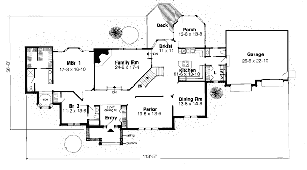 European One-Story Traditional Level One of Plan 10807