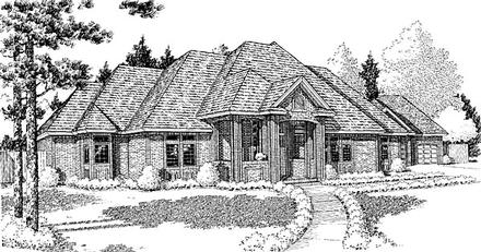 European One-Story Traditional Elevation of Plan 10807