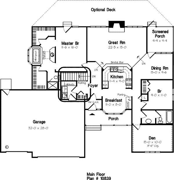 Country Ranch Southern Traditional Level One of Plan 10839