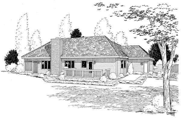 Country Ranch Southern Traditional Rear Elevation of Plan 10839