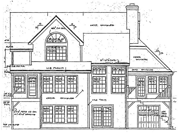 Cape Cod Colonial Rear Elevation of Plan 19410