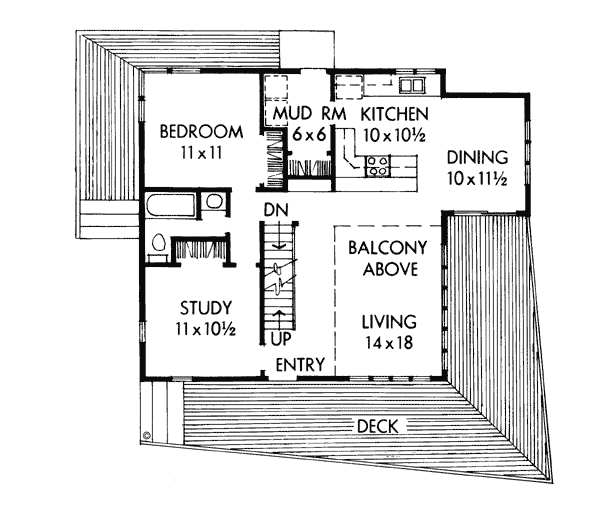 Cabin Contemporary Level One of Plan 19707