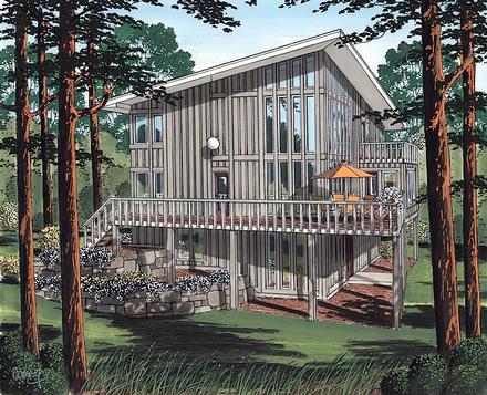 Cabin Contemporary Elevation of Plan 19707