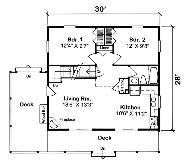 Cabin Cottage Level One of Plan 20000